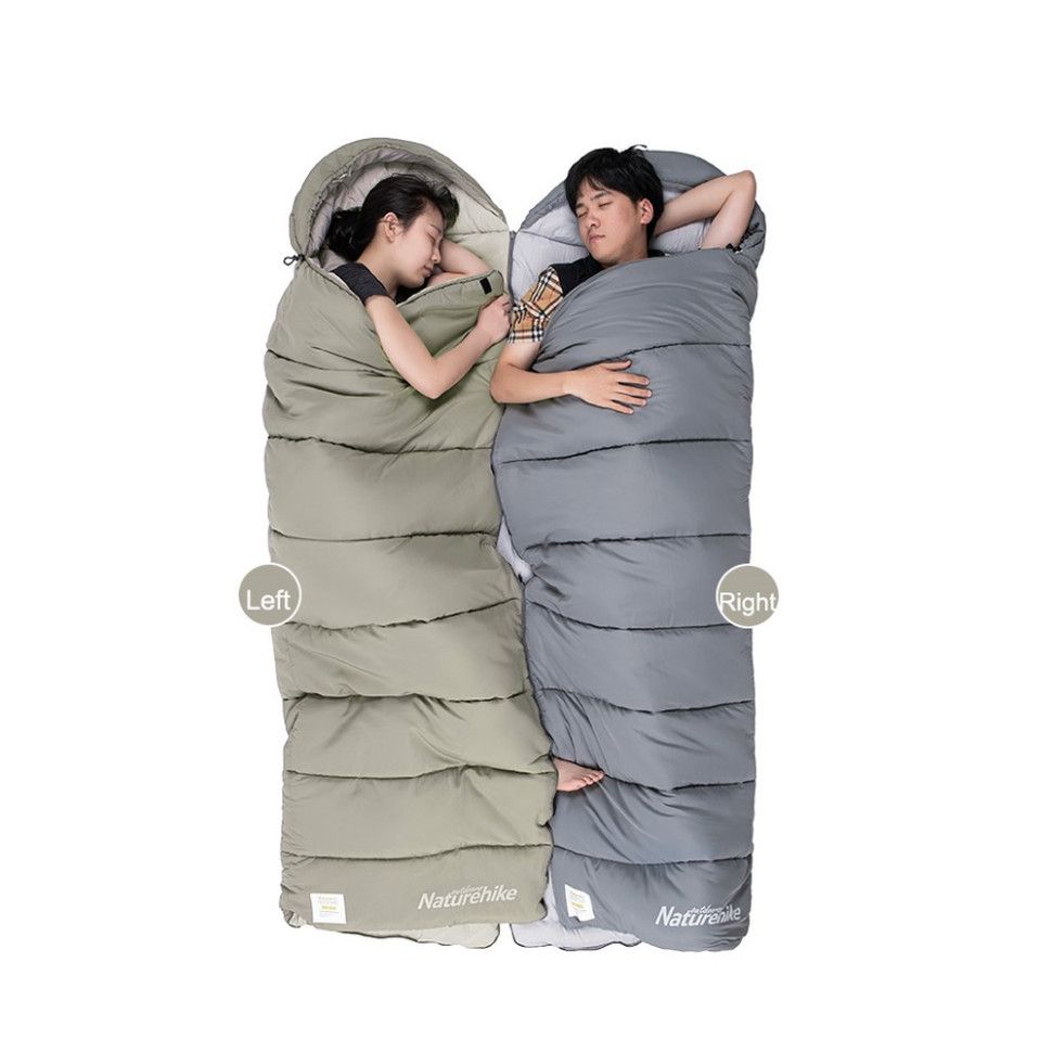 Спальний мішок з капюшоном Naturehike M300 NH20MSD02, зелений, правий