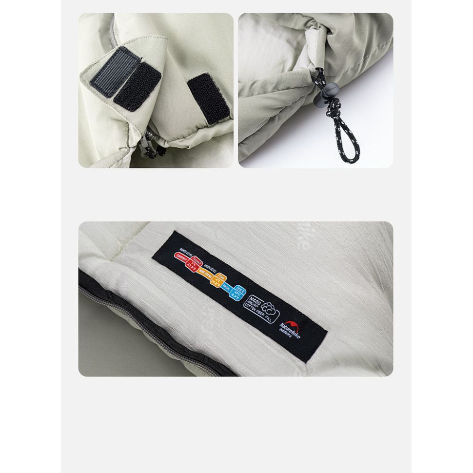 Спальний мішок з капюшоном Naturehike M300 NH20MSD02, зелений, правий