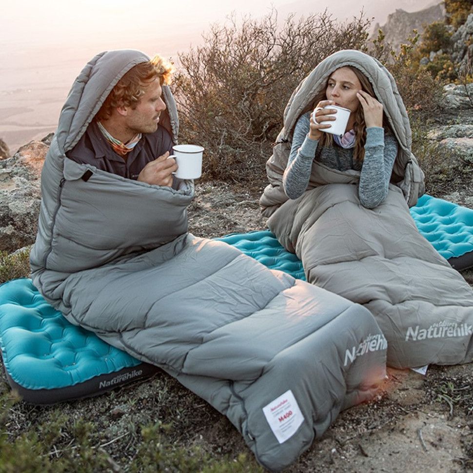 Спальний мішок з капюшоном Naturehike M300 NH20MSD02, зелений, правий