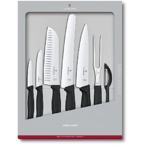 Набір кухонний Victorinox SwissClassic Kitchen Set 7шт з чорн. ручкою (5 ножів, виделка, овочечистка