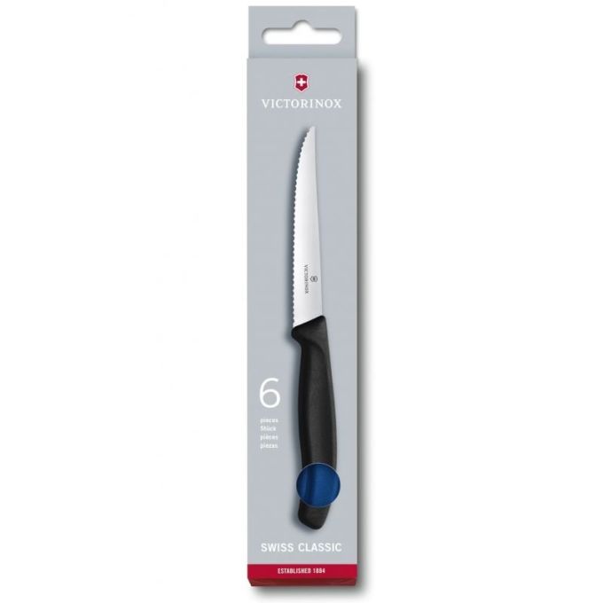 Набір кухонний Victorinox SwissClassic Steak Gift Set 6 ножів лезо 11см хвил. з син. ручкою