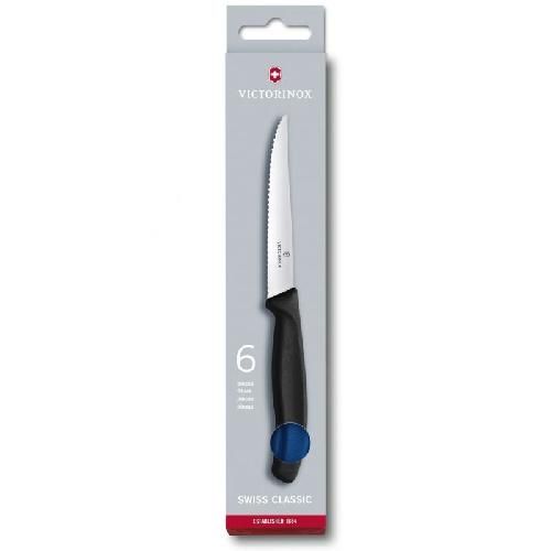 Набір кухонний Victorinox SwissClassic Steak Gift Set 6 ножів лезо 11см хвил. з син. ручкою