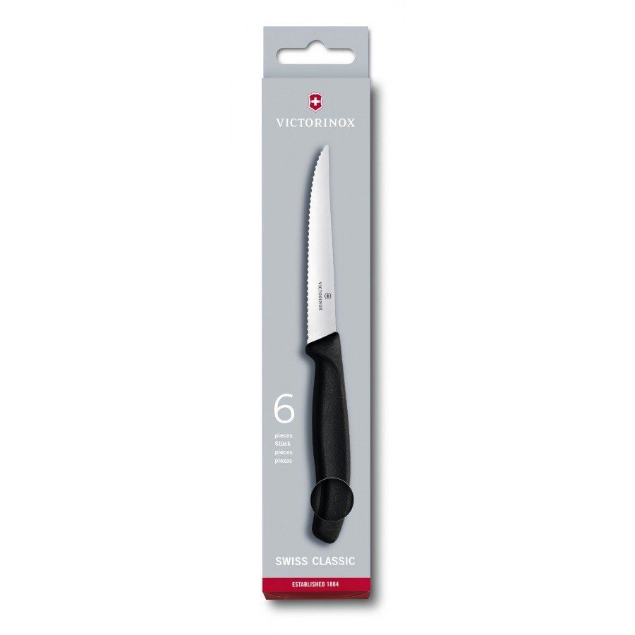 Набір кухонний Victorinox SwissClassic Steak Gift Set 6 ножів лезо 11см хвил. з чорн. ручкою