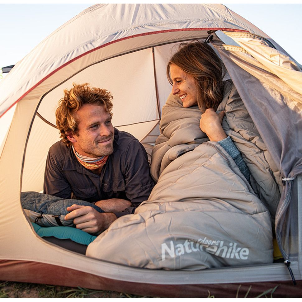 Спальний мішок з капюшоном із звичайним мішком для зберігання Naturehike M300 CNK2350WS023, сірий, п
