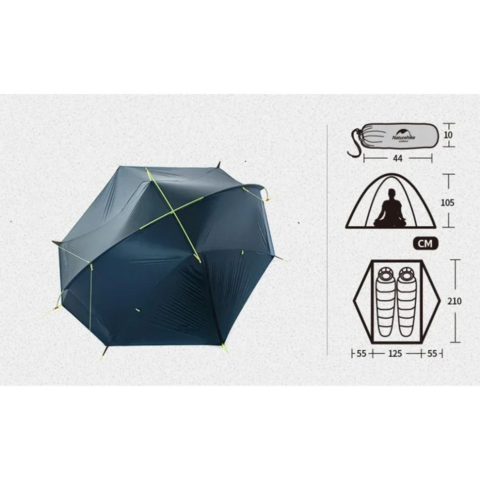 Намет двомісний Naturehike Tagar NH17T180-J, темний блакитний