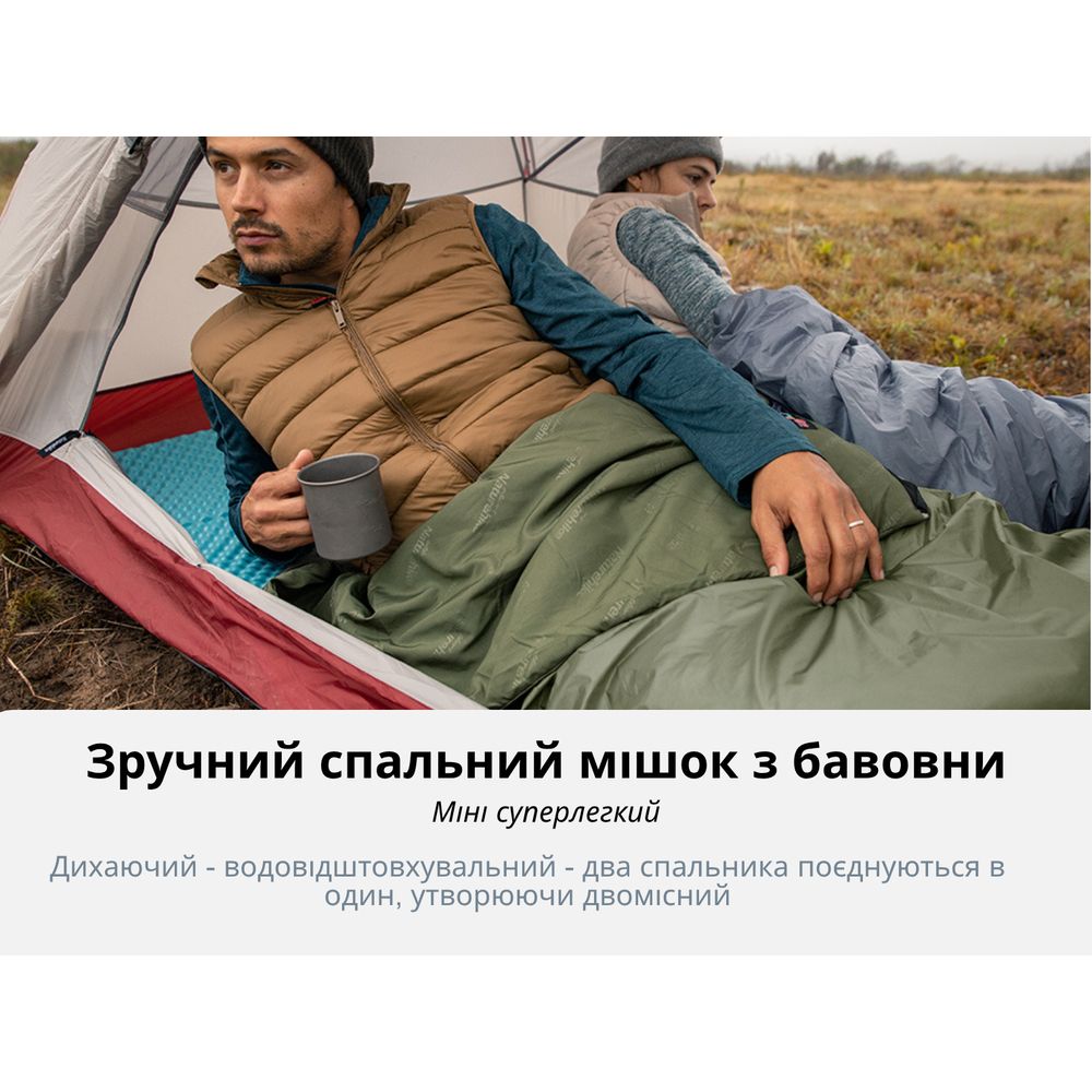 Спальний мішок Naturehike LW180 Mini NH21MSD04, правий, XL, темно-зелений