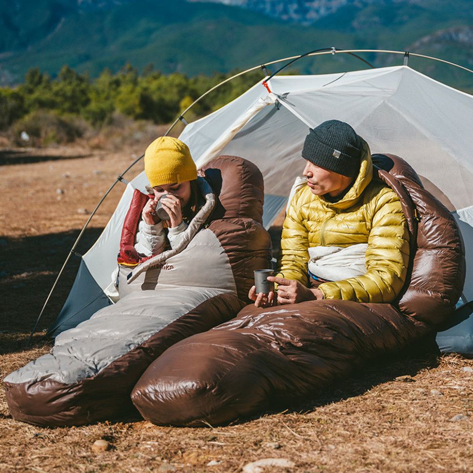 Спальник з натуральним пухом Naturehike Snowbird CNK2550WS014, p-р L, коричневий 400 г
