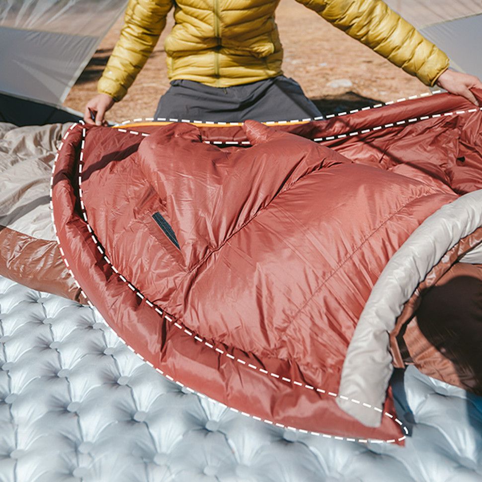 Спальник з натуральним пухом Naturehike Snowbird CNK2550WS014, p-р L, коричневий 400 г