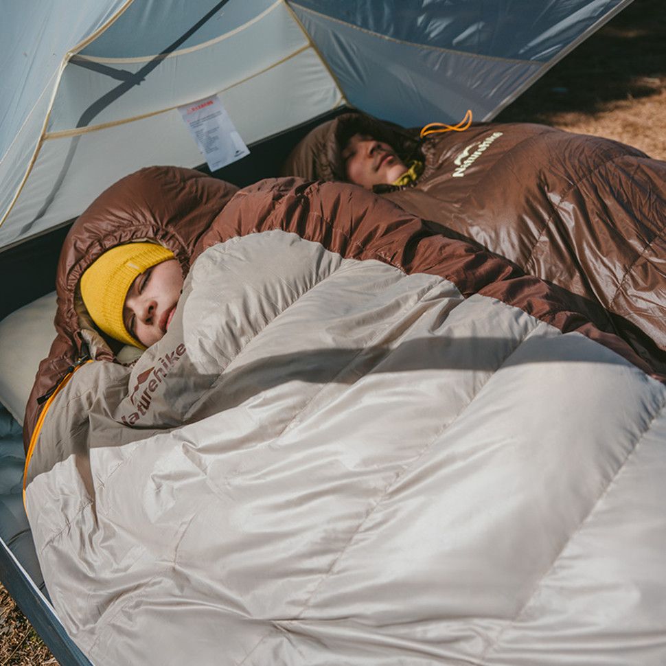 Спальник з натуральним пухом Naturehike Snowbird CNK2550WS014, p-р L, темно-коричневий 400 г