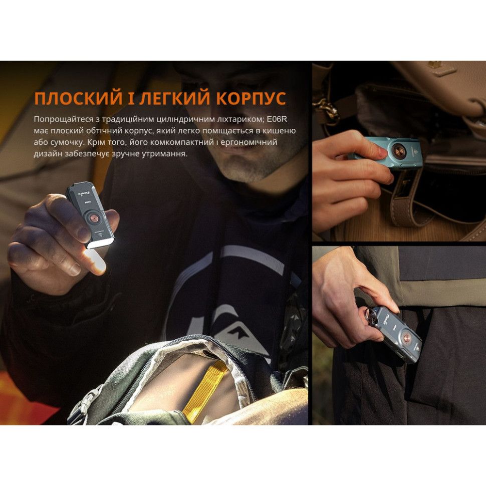 Ліхтар наключний Fenix E06R бірюзовий