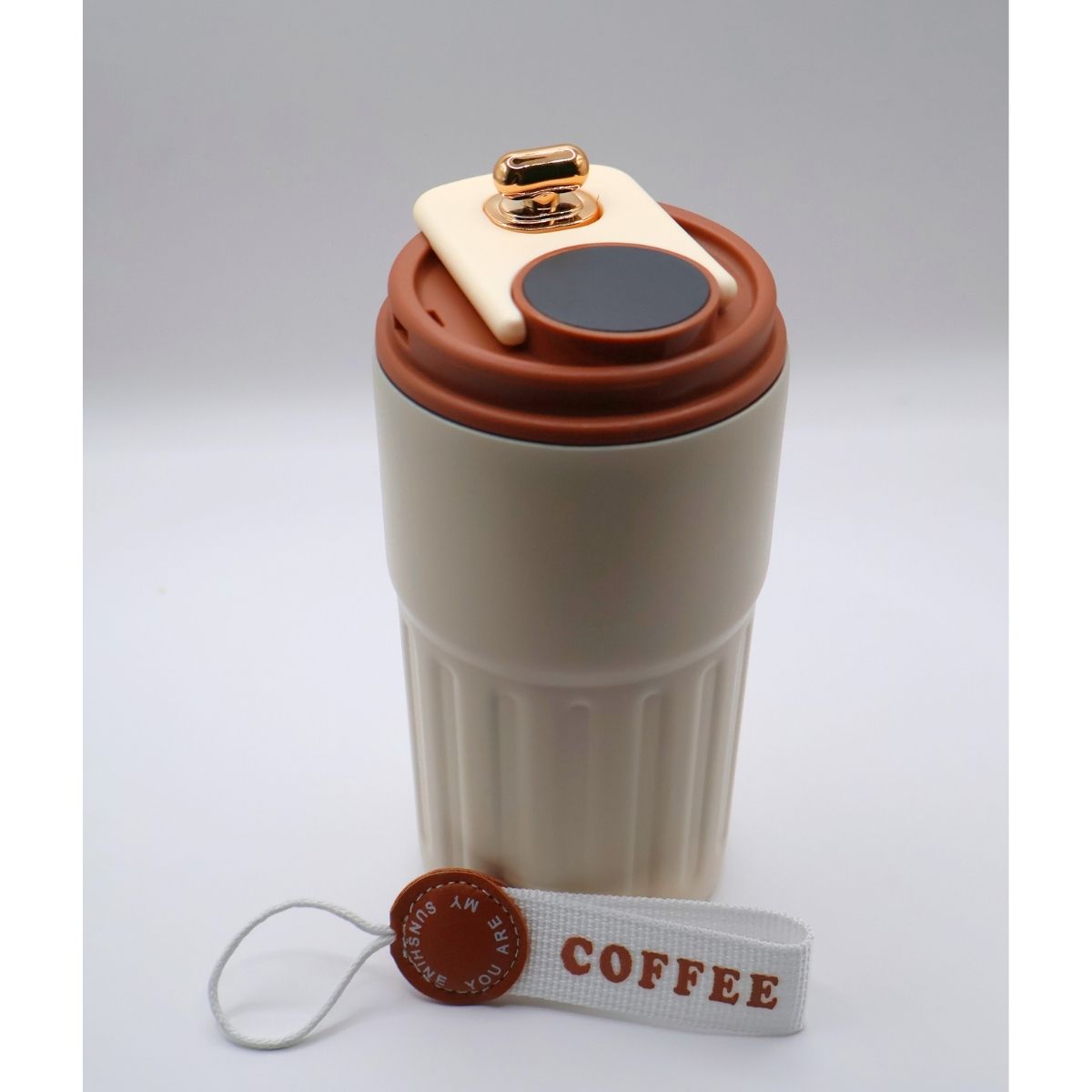 Термокружка 316 із нержавіючої сталі з LED-дисплеєм температури, 450 мл, коричнева