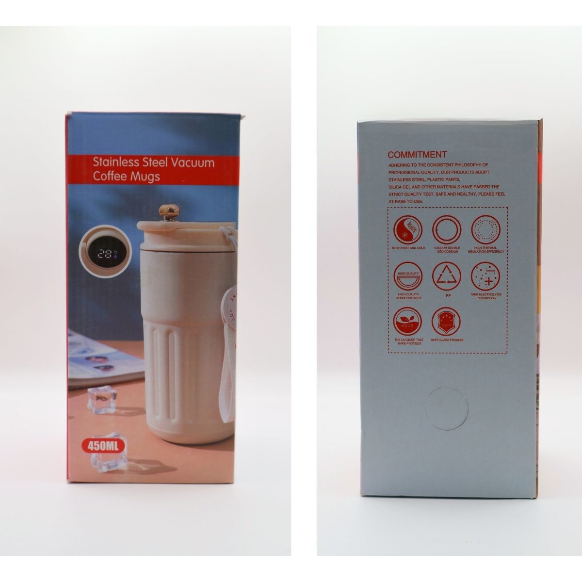 Термокружка 316 із нержавіючої сталі з LED-дисплеєм температури, 450 мл, коричнева