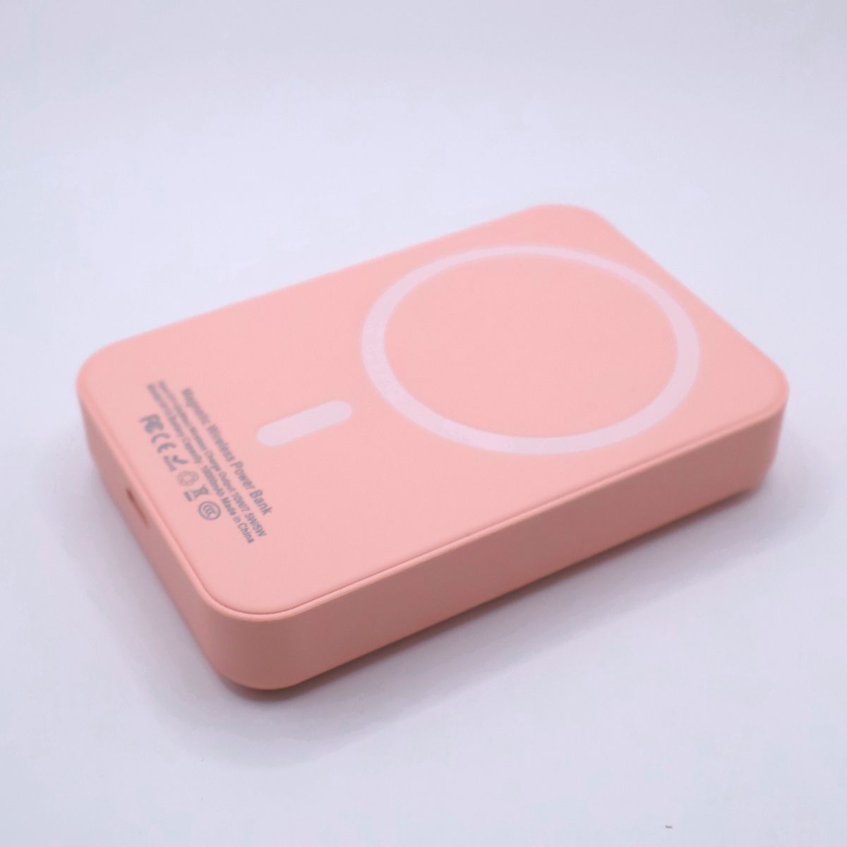 Power Bank 5000 мАг з бездротовою зарядкою, рожевий