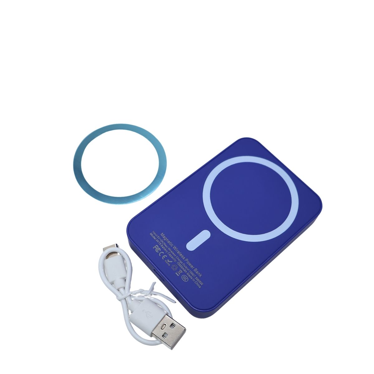 Power Bank 10000 мАг з бездротовою зарядкою, синій