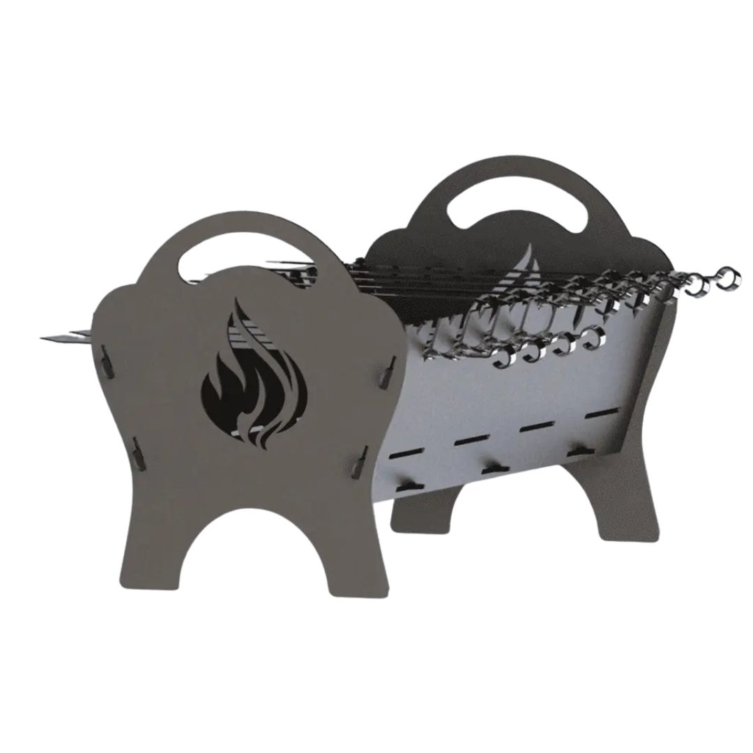 Мангал-гриль Carino Spark Вогонь розбірний з грилем 500х330х350 мм, метал 3 мм без покриття