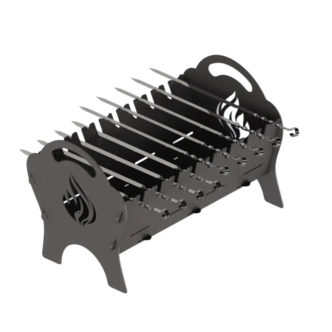 Мангал-гриль Carino Spark Вогонь розбірний з грилем 500х330х350 мм, метал 3 мм без покриття