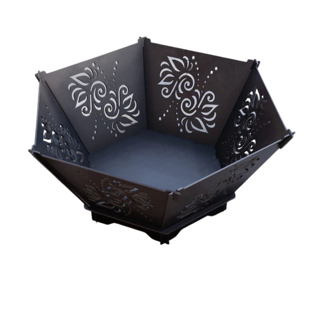 Чаша для вогнища Carino шестигранна розбірна V3 з решіткою гриль 760х707х333 мм, метал 3 мм без покриття