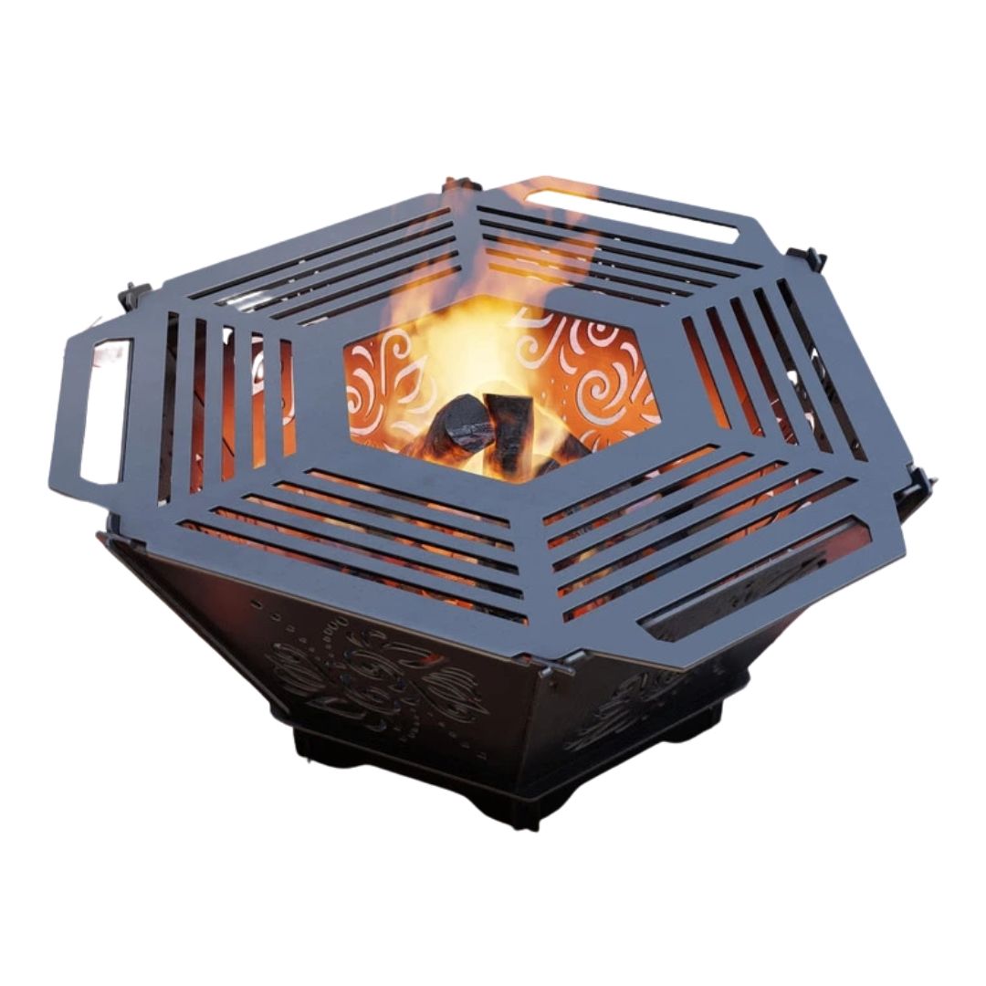 Чаша для вогнища Carino шестигранна розбірна V3 з решіткою гриль 760х707х333 мм, метал 3 мм без покриття