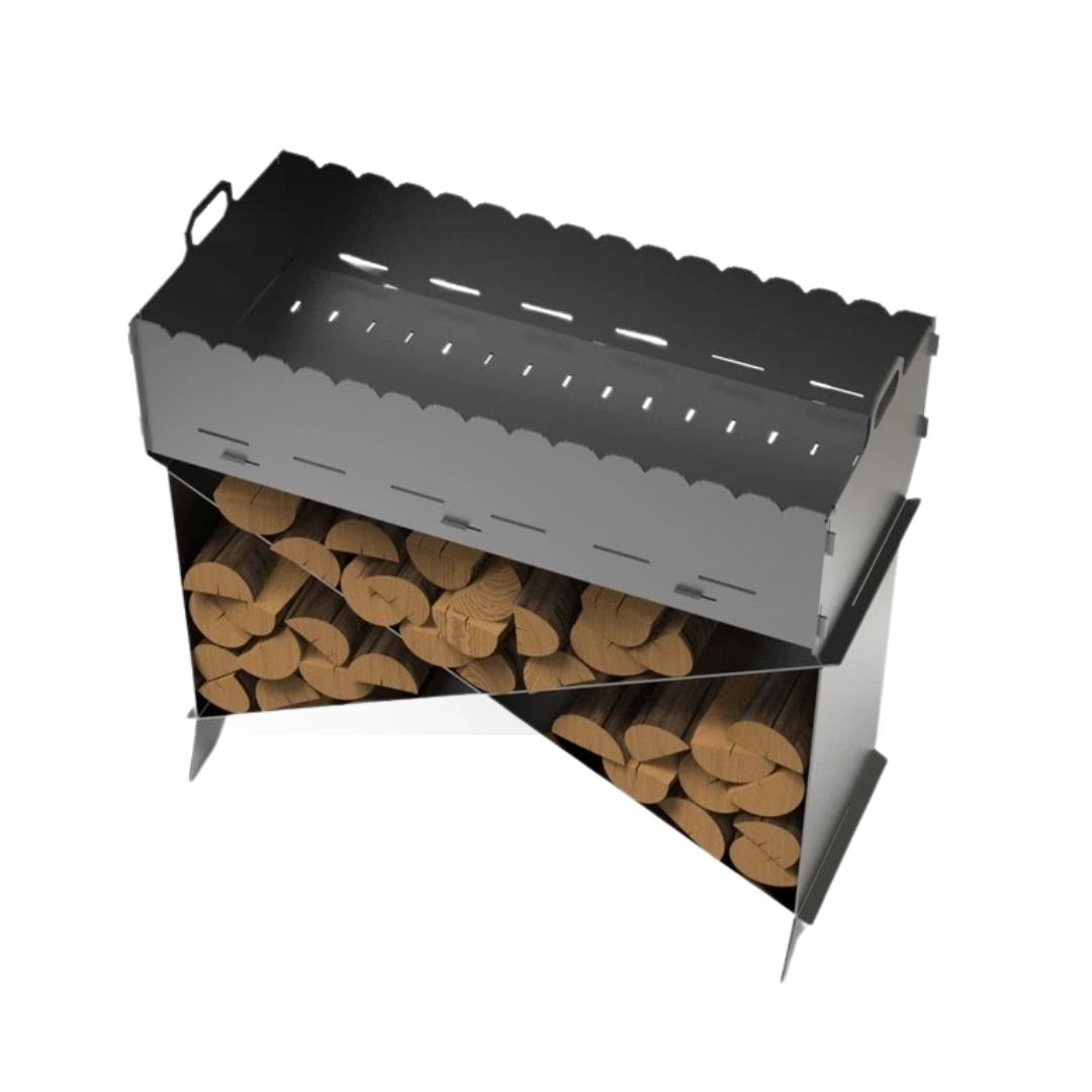 Мангал-гриль Carino Brazier X V1 Полоска розбірний з грилем 1212х370х820 мм, метал 3 мм без покриття