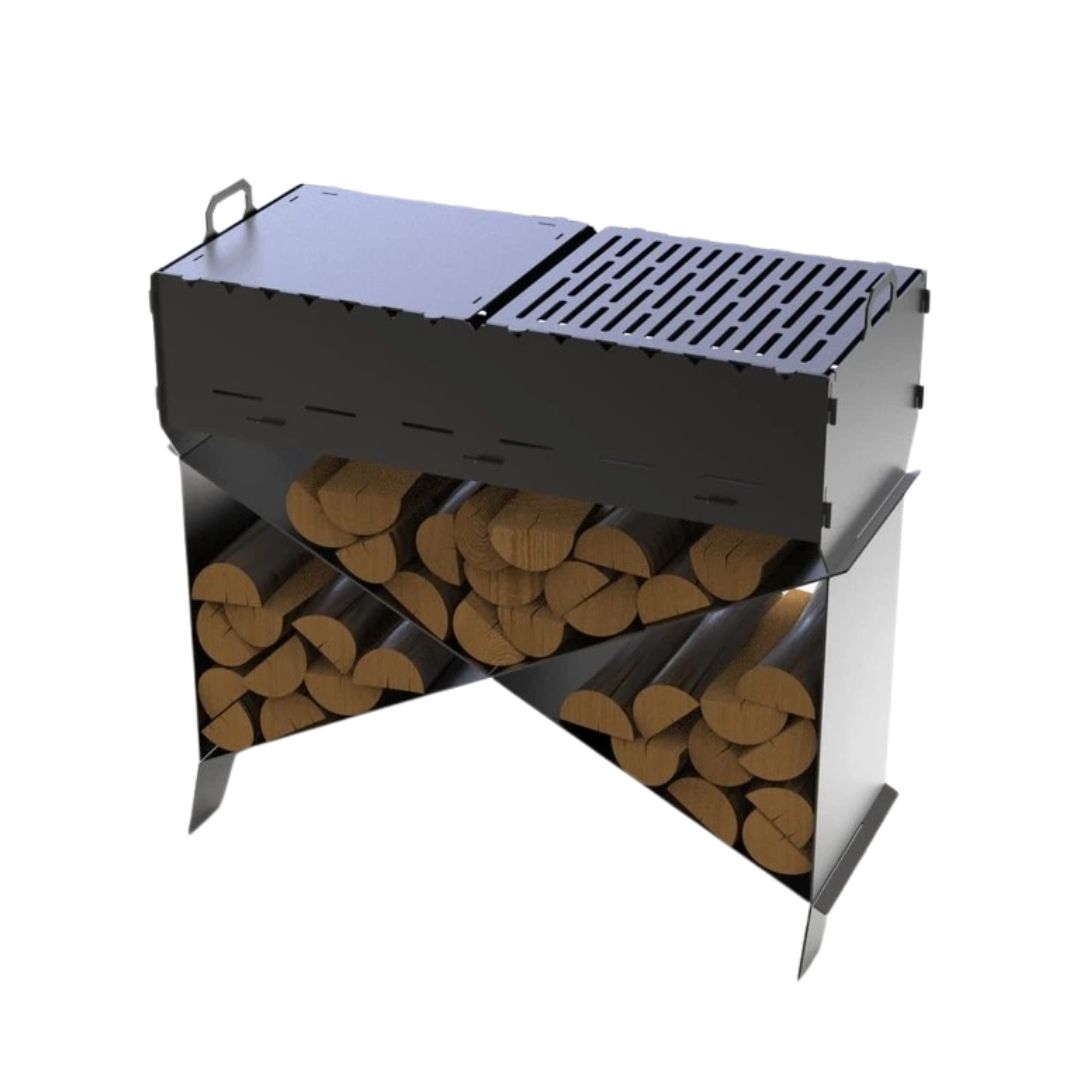 Мангал-гриль Carino Brazier X V1 Полоска розбірний з грилем 1212х370х820 мм, метал 3 мм без покриття