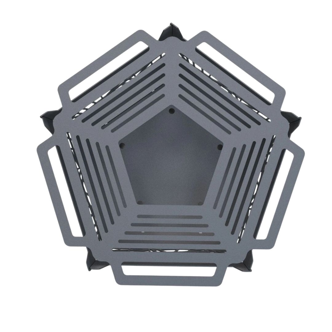 Чаша для вогнища Carino з грилем п’ятигранна з декором розбірна 800х780х480 мм, метал 3 мм без покриття