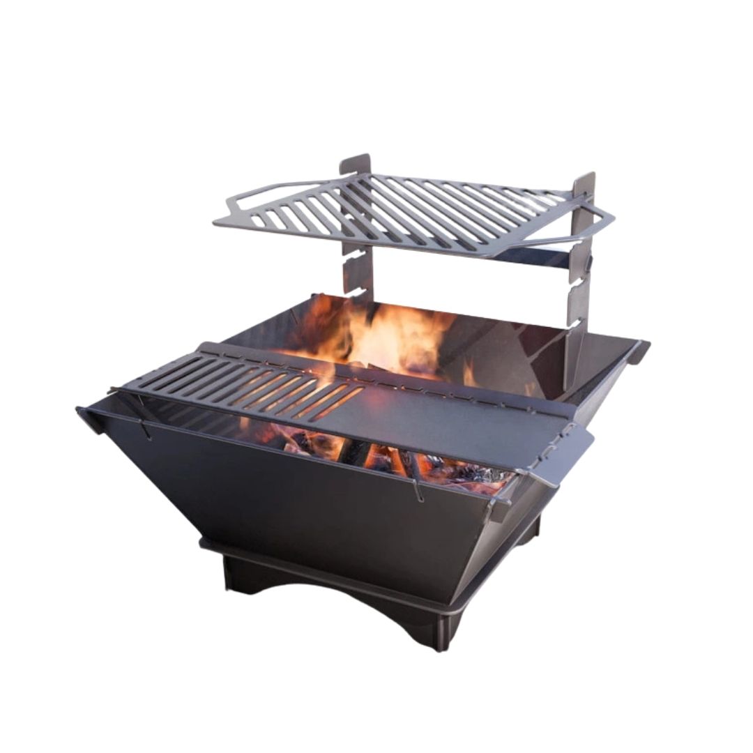 Чаша для вогнища Carino квадратна розбірна V1 з решіткою гриль 800х750х680 мм, метал 3 мм без покриття