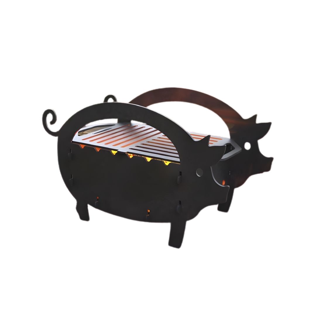 Мангал-гриль Carino Свиня малий розбірний з грилем 540х273х330 мм, метал 3 мм без покриття