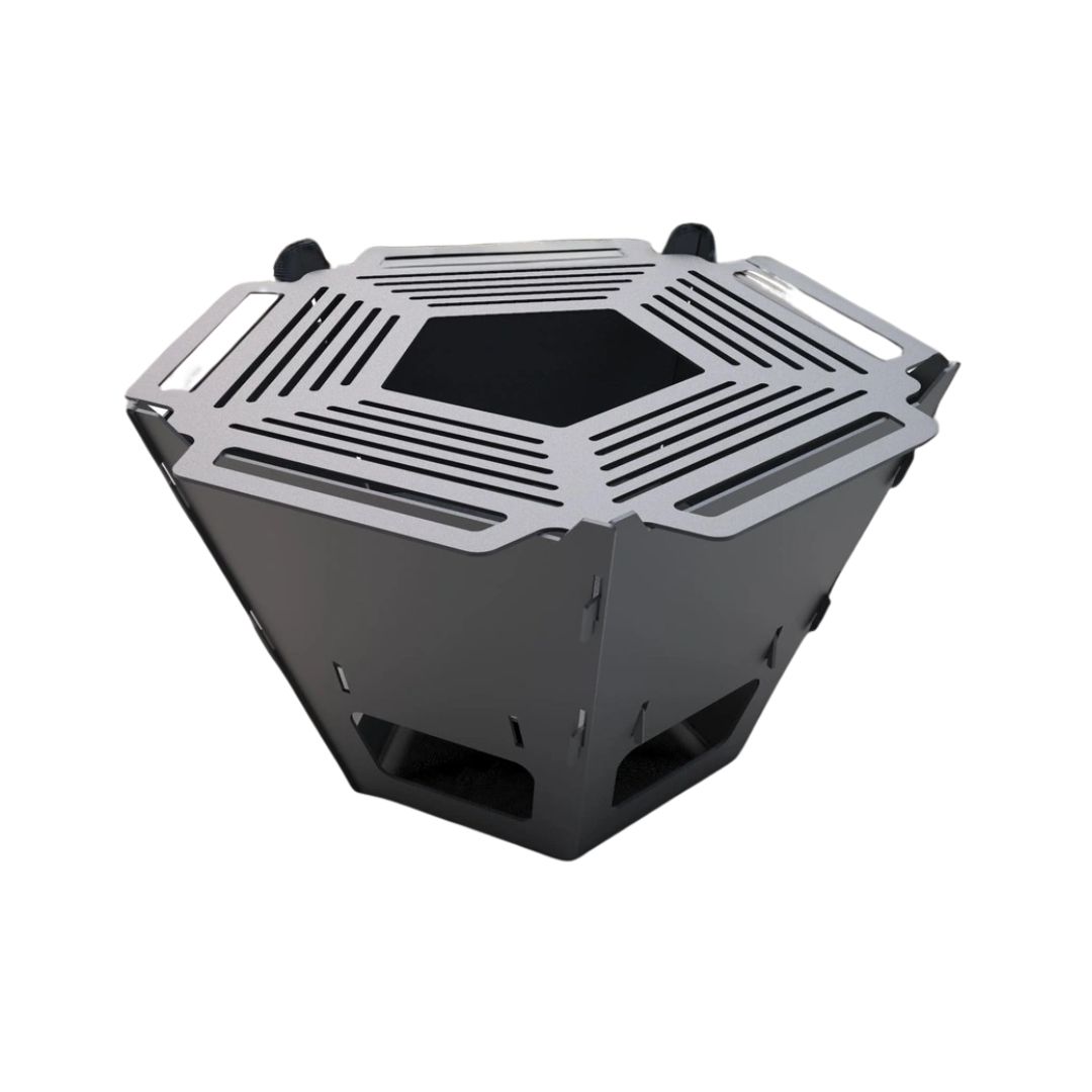 Чаша для вогнища Carino п’ятигранна розбірна з грилем 800х780х480 мм, метал 3 мм без покриття