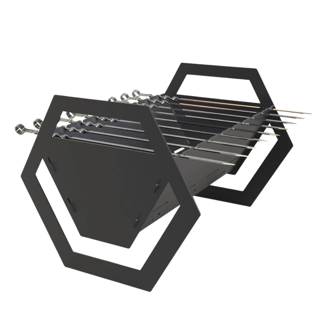 Мангал-гриль Carino Hex розбірний з грилем 532х416х360 мм, метал 3 мм без покриття