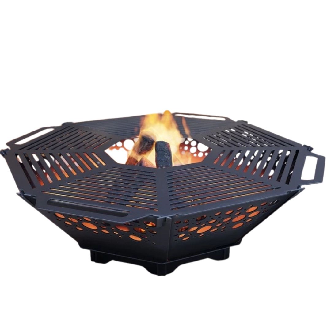 Чаша для вогнища Carino восмингранна розбірна V5 з решіткой гриль 1040х1040х300 м, метал 3 мм без покриття