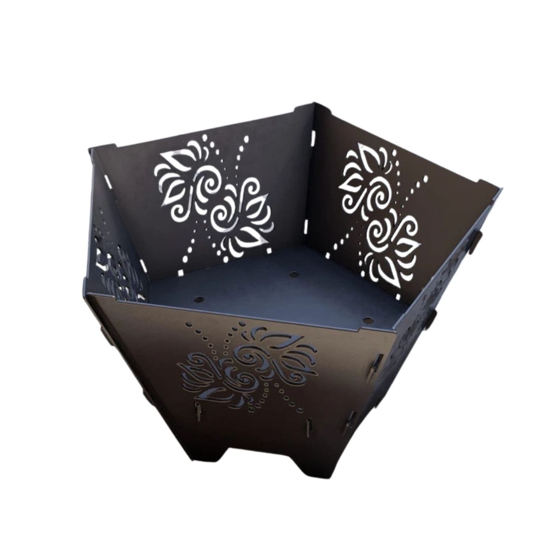 Чаша для вогнища Carino п’ятигранна розбірна V5 з решіткой гриль 802х787х480 мм, метал 3 мм без покриття