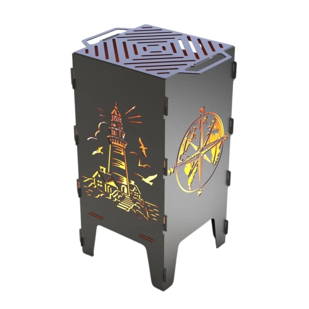 Мангал-барбекю Carino Маяк і Компас розбірний 470х380х753 мм, метал 3 мм без покриття