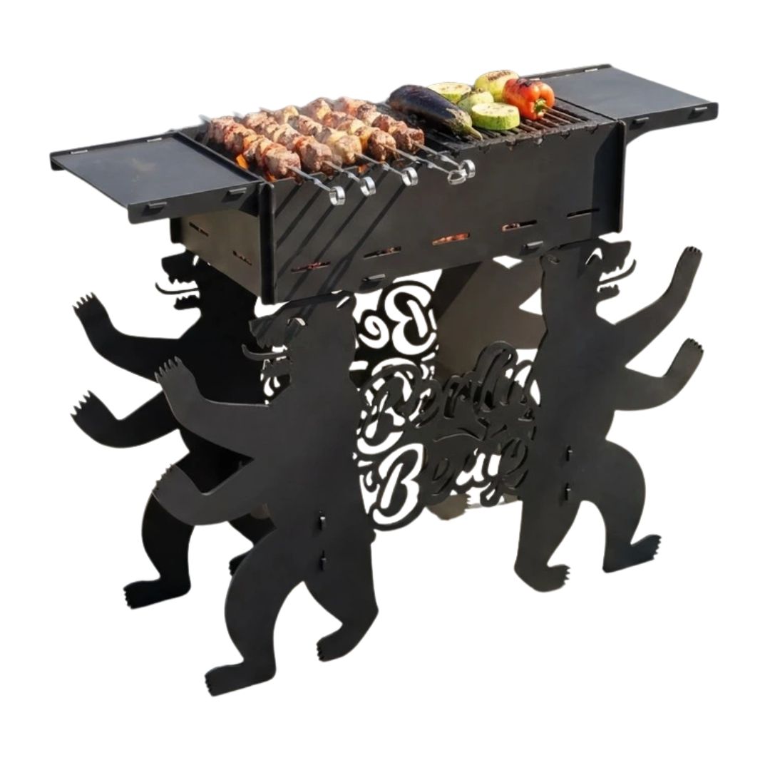 Мангал-гриль Carino Berlin Bear розбірний з грилем 1014х333х964 мм, метал 3 мм без покриття