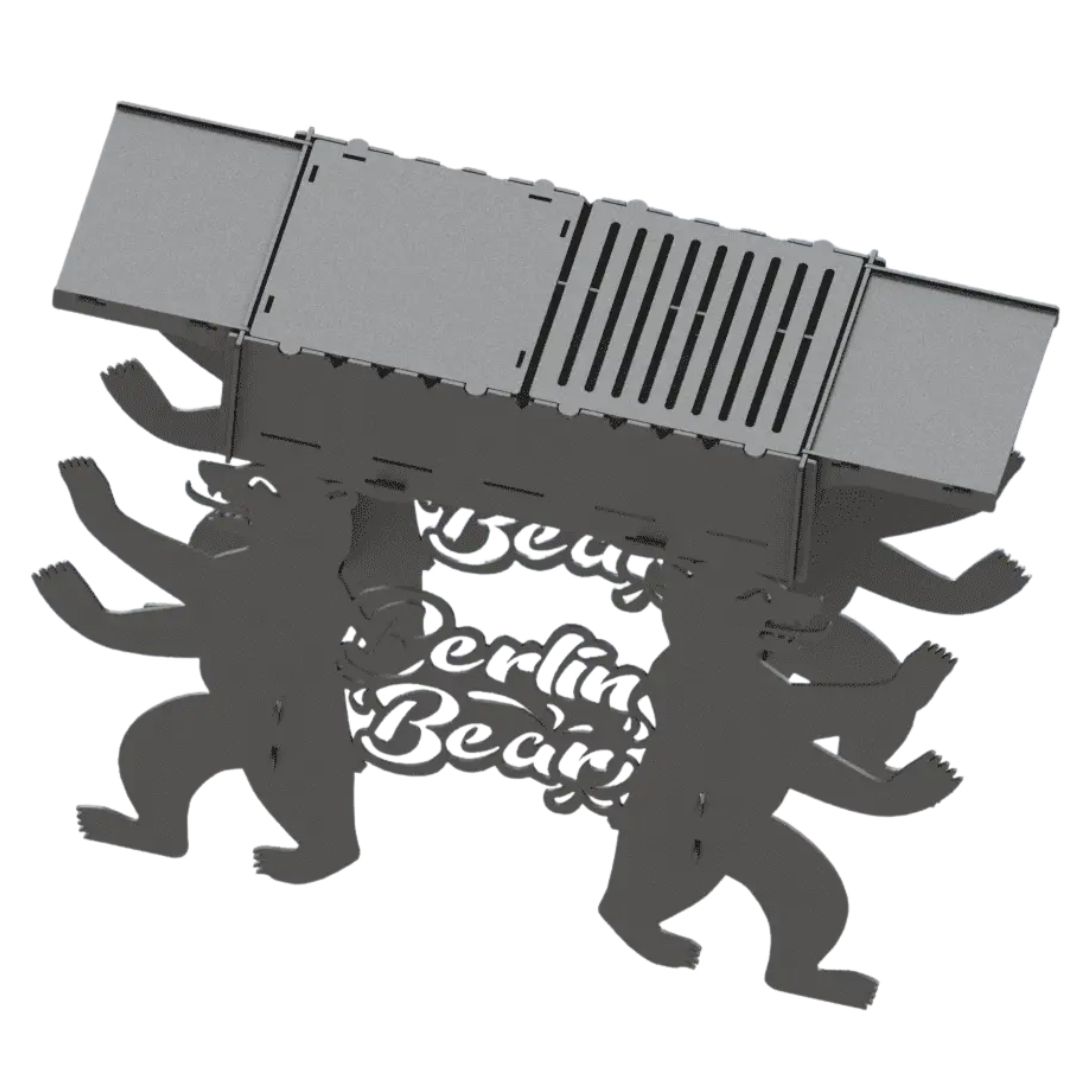 Мангал-гриль Carino Berlin Bear розбірний з грилем 1014х333х964 мм, метал 3 мм без покриття