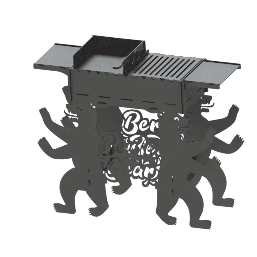 Мангал-гриль Carino Berlin Bear розбірний з грилем 1014х333х964 мм, метал 3 мм без покриття