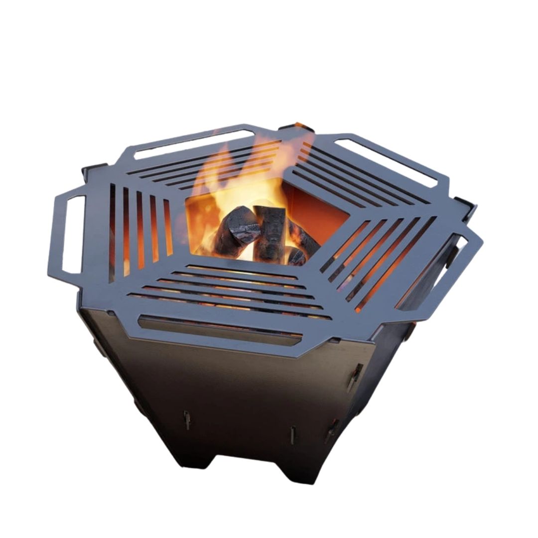 Чаша для вогнища Carino п’ятигранна розбірна V2 з решіткой гриль 802х787х480 мм, метал 3 мм