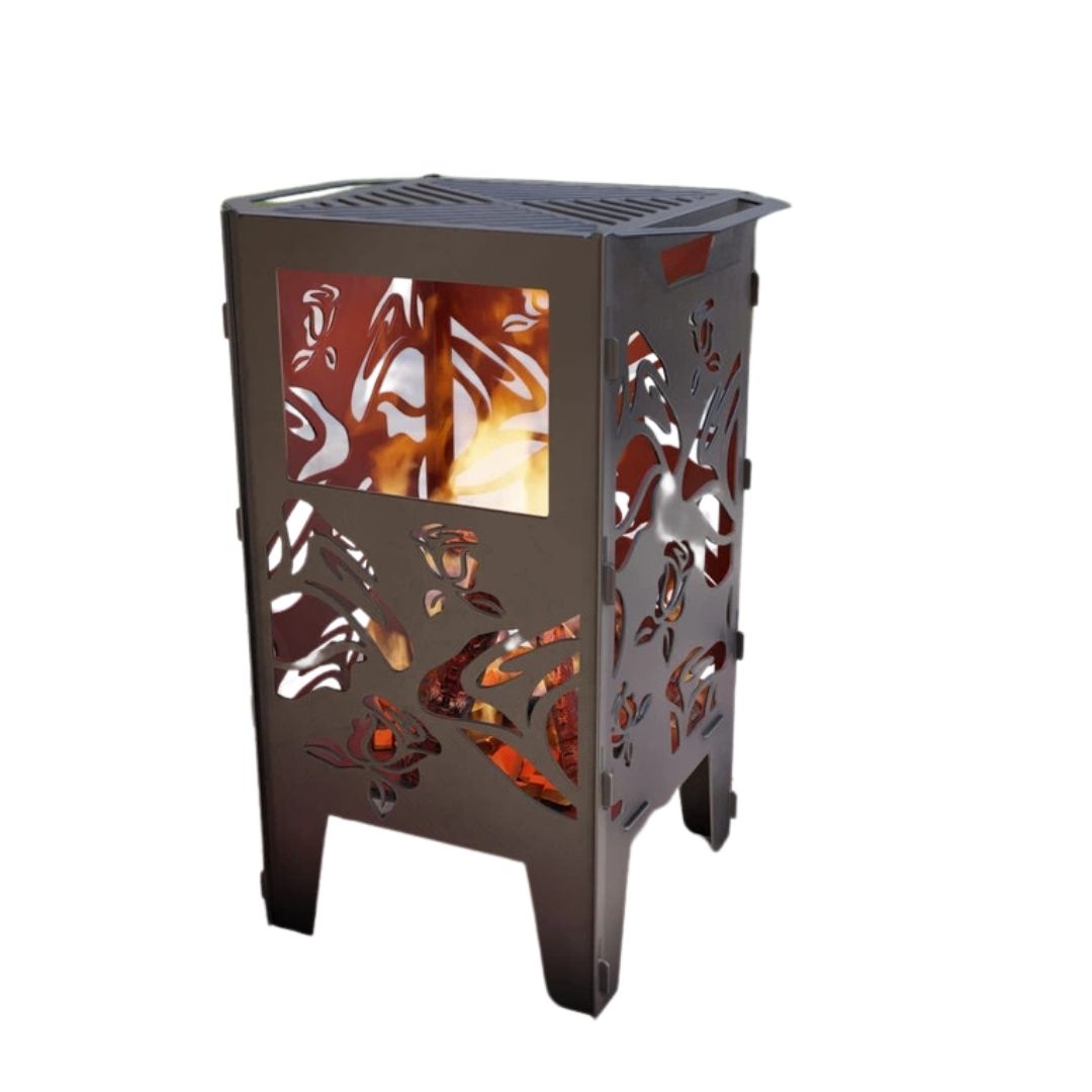 Кошик з грилем мангал-барбекю Carino Троянди V1 513х393х750 мм, метал 3 мм без покриття