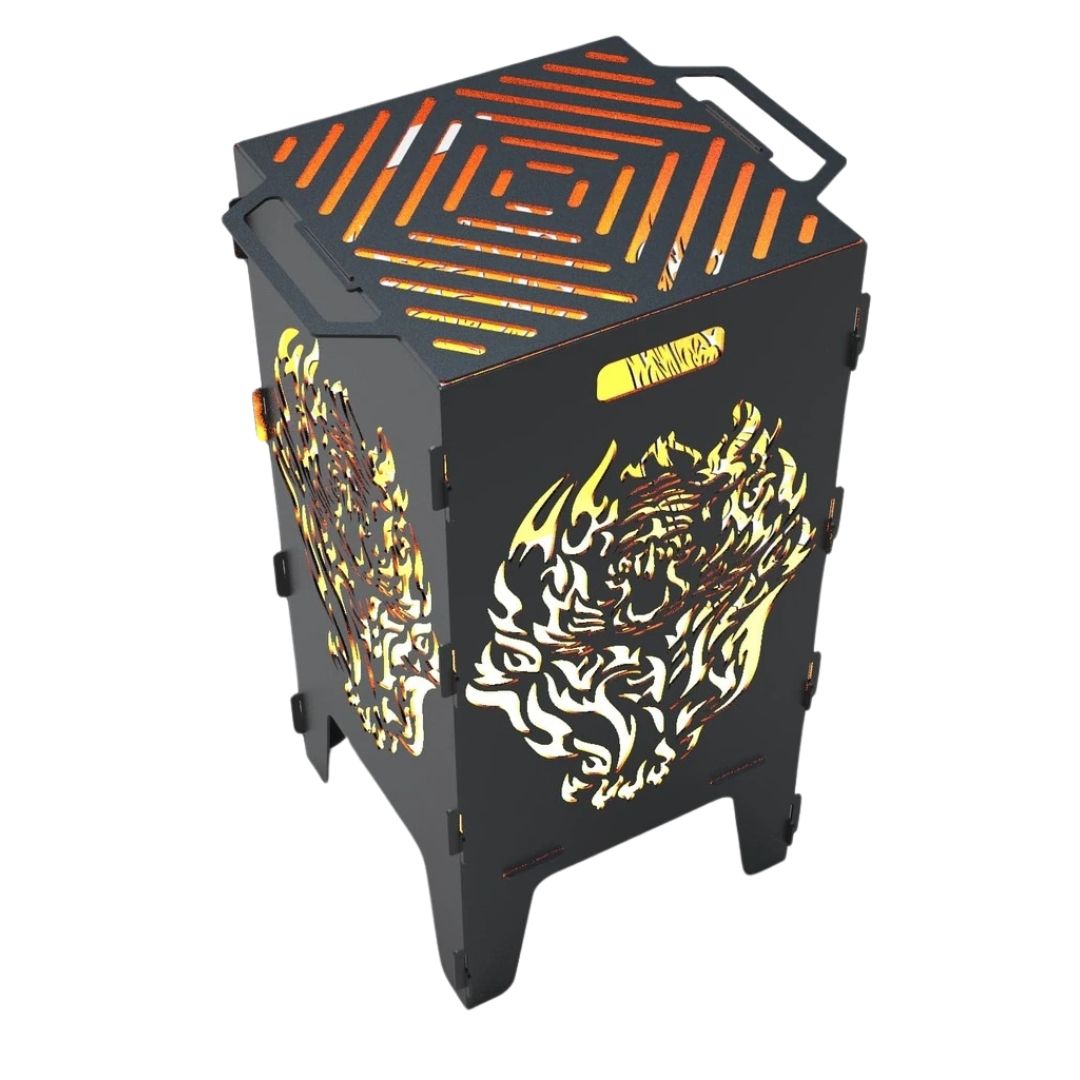 Мангал-барбекю Carino Вогняний Тигр розбірний 470х380х753 мм, метал 3 мм без покриття
