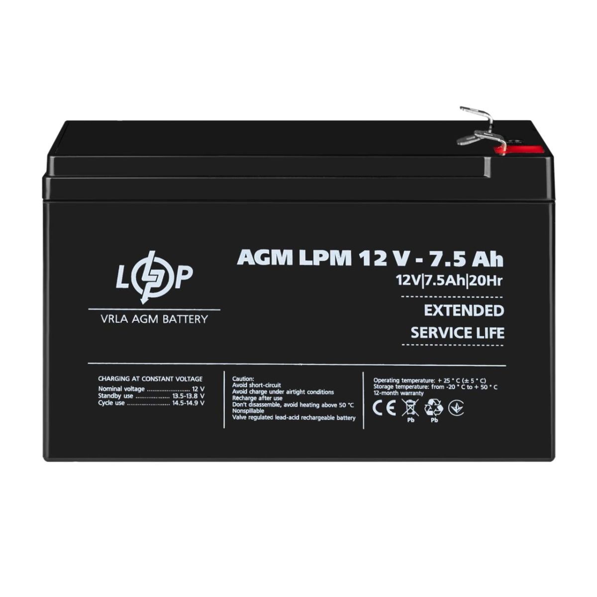 Акумулятор AGM LPM 12V - 7.5 Ah