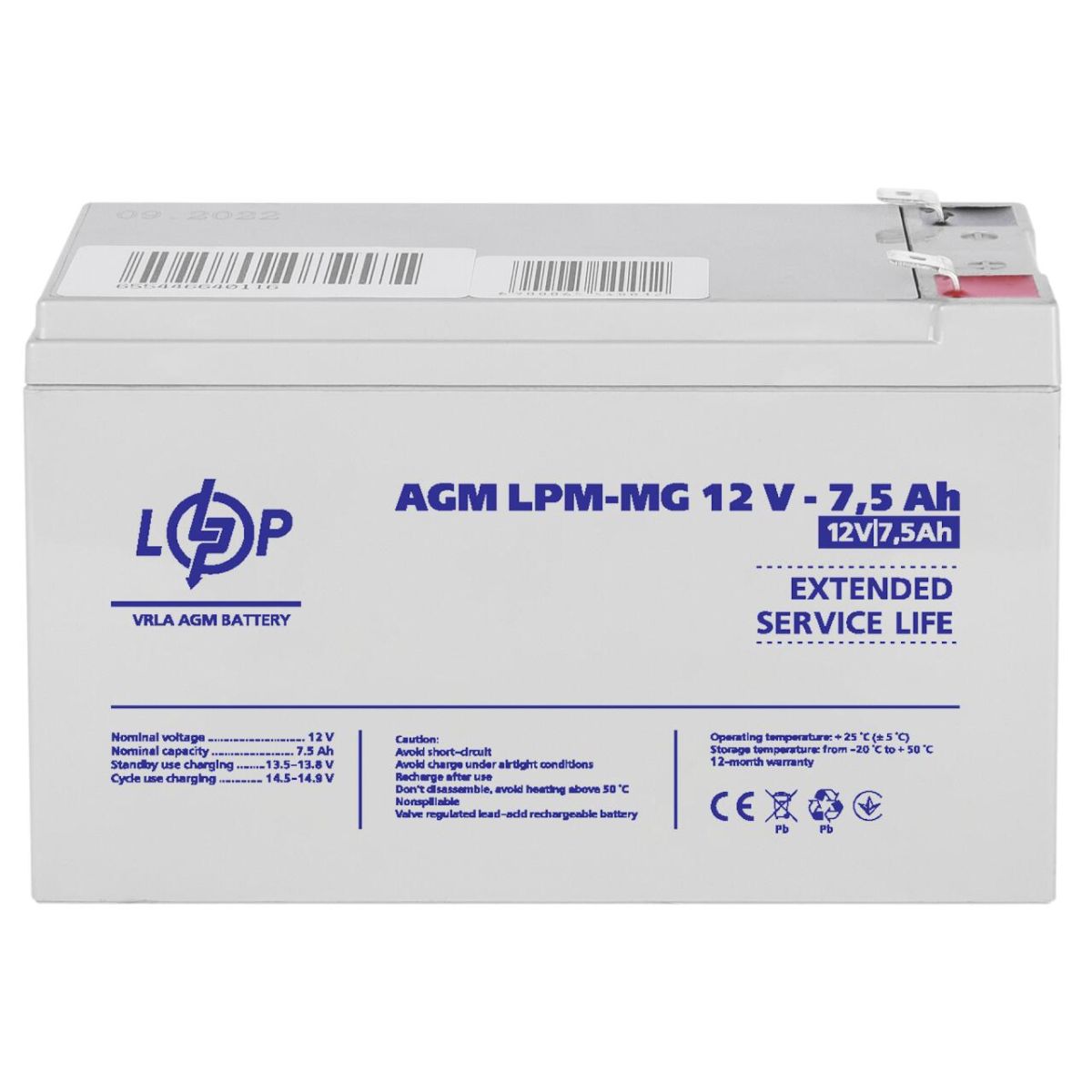 Акумулятор мультигелевий LPM-MG 12V - 7.5 Ah