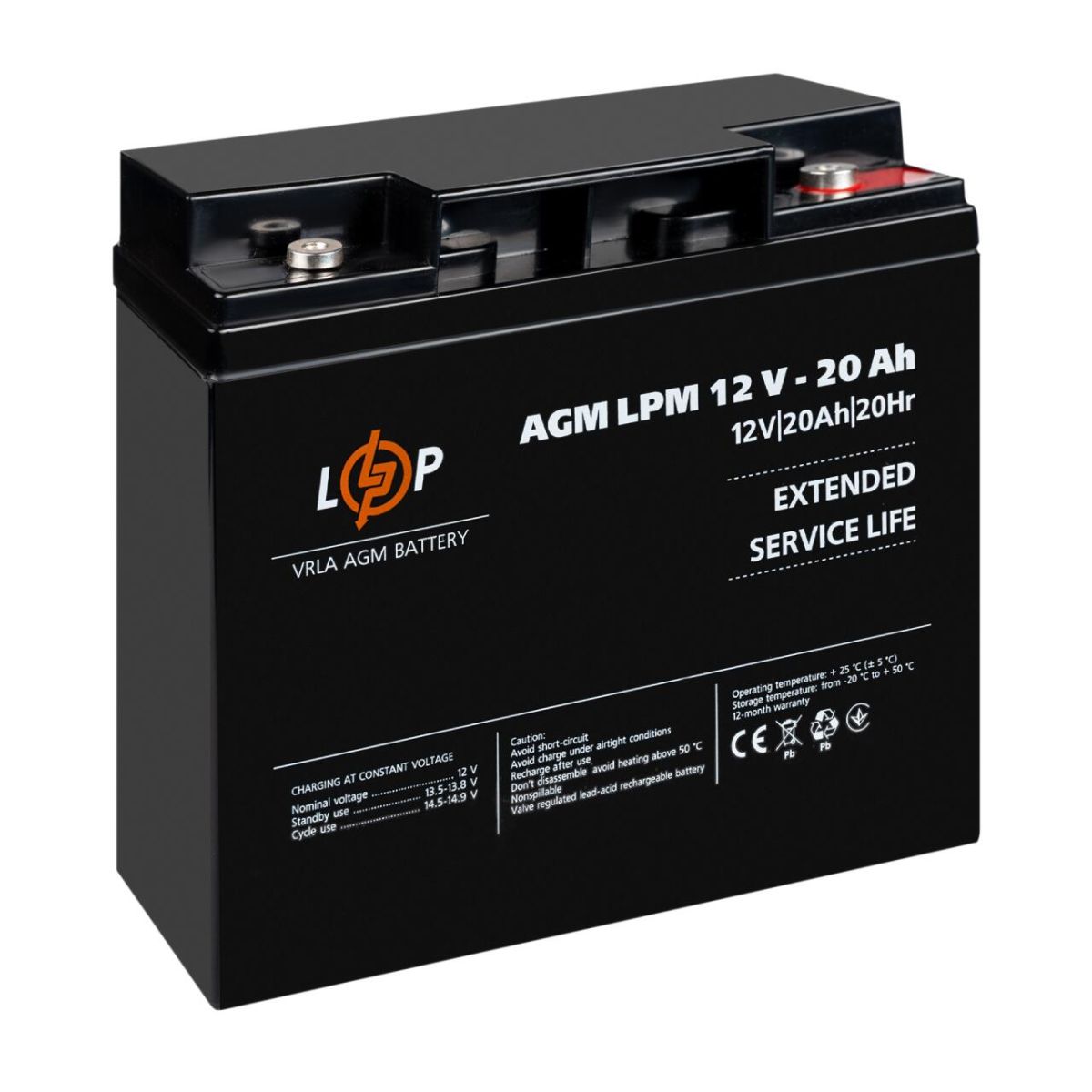 Акумулятор AGM LPM 12V-20 Ah під болт М5