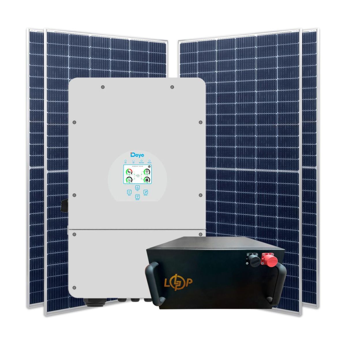 Гібридна станція 10 кВт (1ф.) з LiFePO4 на 11,8 кВт (двосторонні панелі)