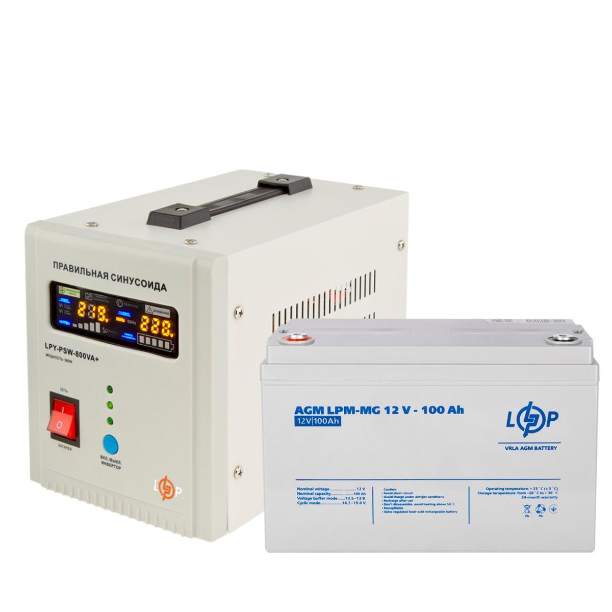 Комплект резервного живлення LP (LogicPower) ДБЖ + мультигелева батарея (UPS 800 + АКБ MG 1200Wh)