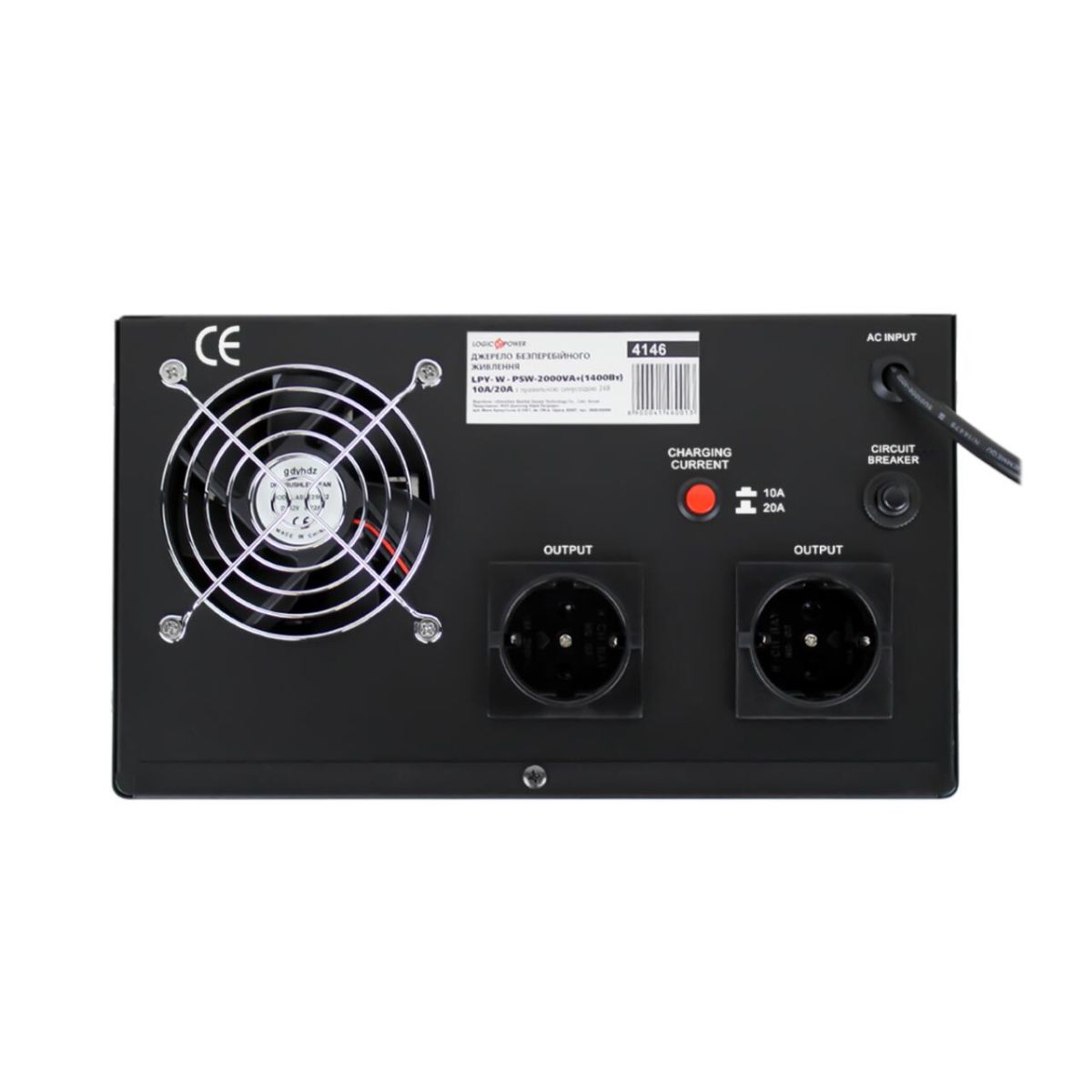 ДБЖ з правильною синусоїдою 24V LPY-W-PSW-2000VA+ (1400Вт)10A/20A