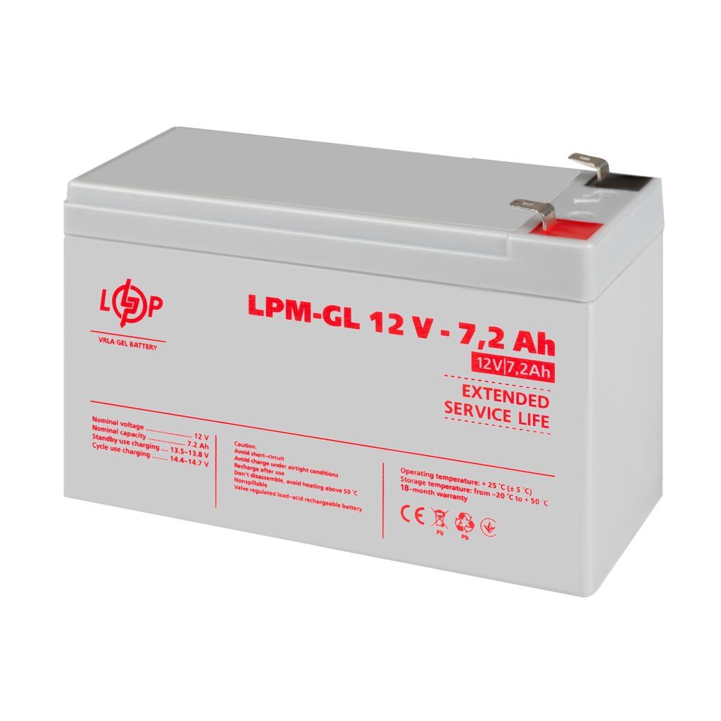 Акумулятор гелевий LPM-GL 12V - 7.2 Ah