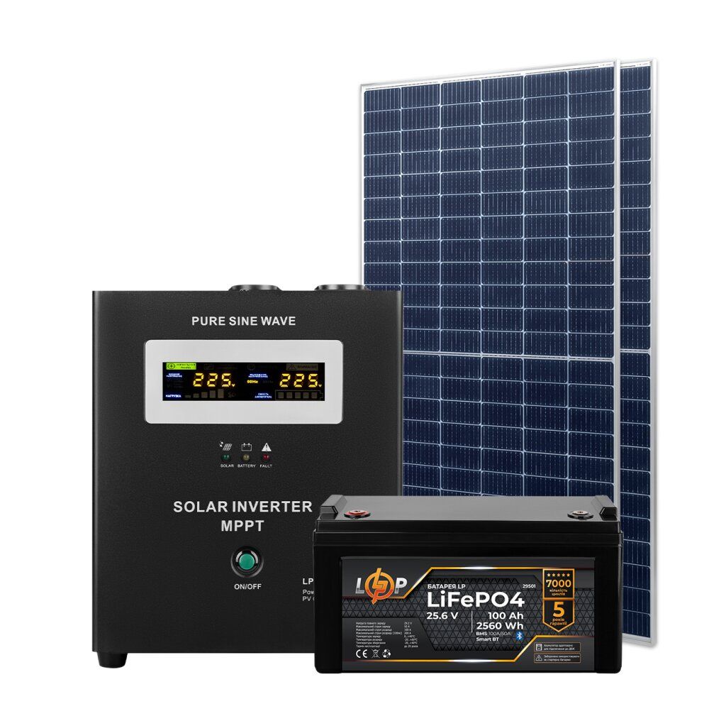 Комплект СЕС 1,4 кВт АКБ 2,56 кВт (літій) 100 Ач Преміум