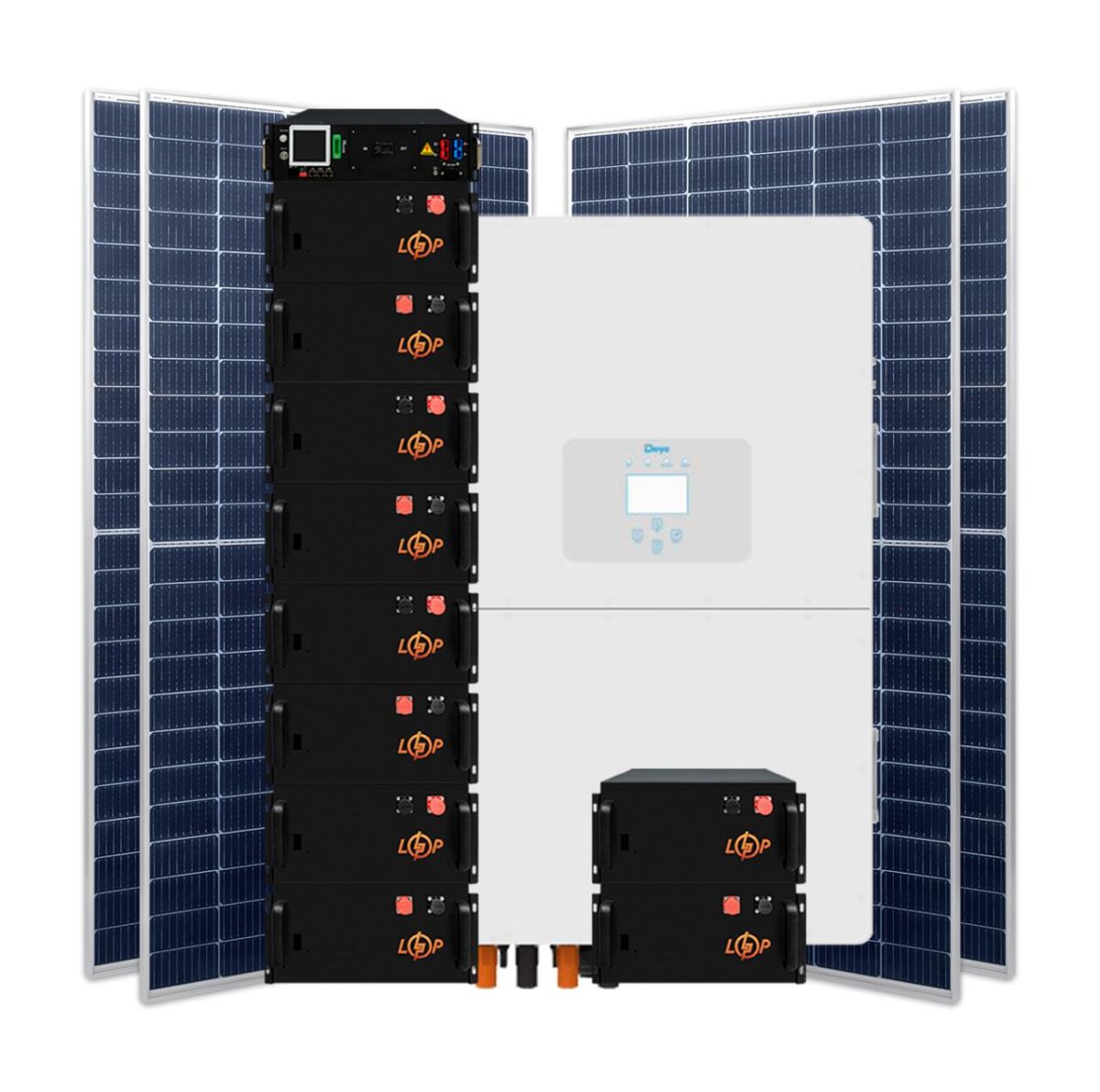 Гібридна станція 50 кВт (3ф.) з LiFePO4 на 51 кВт (двосторонні панелі)