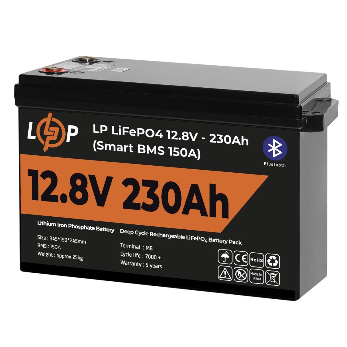 Акумулятор LP LiFePO4 12V (12,8V) - 230 Ah (2944Wh) (Smart BMS 150А) з BT пластик