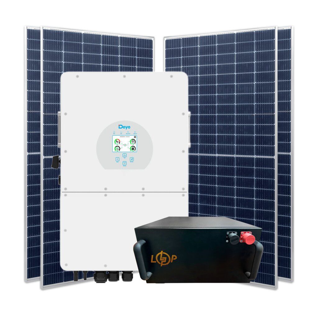 Гібридна станція 20 кВт (3ф.) з LiFePO4 на 22 кВт (двосторонні панелі)