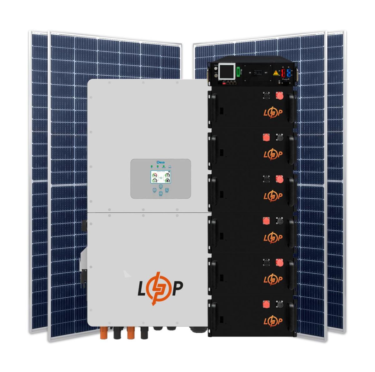 Гібридна станція 30 кВт (3ф.) з LiFePO4 на 30 кВт (двосторонні панелі)